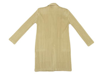 PLEATS PLEASE Beige Pleated Long Jacket Size 2