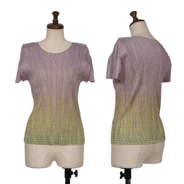 PLEATS PLEASE Gradation Logo Print T-Shirt Gray Size 3