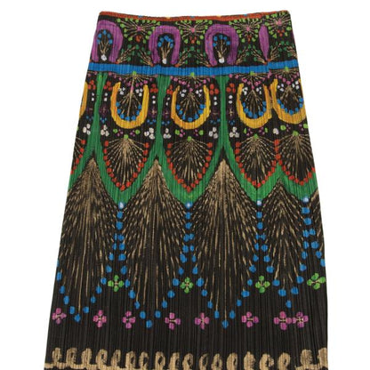 PLEATS PLEASE Native Print Skirt Charcoal Multi Size 4