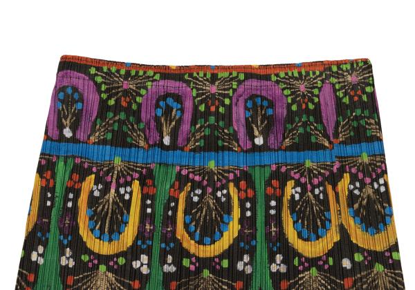 PLEATS PLEASE Native Print Skirt Charcoal Multi Size 4