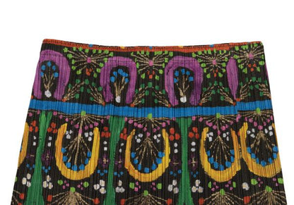 PLEATS PLEASE Native Print Skirt Charcoal Multi Size 4