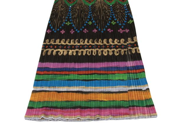 PLEATS PLEASE Native Print Skirt Charcoal Multi Size 4
