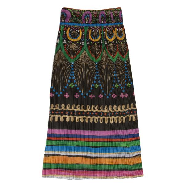 PLEATS PLEASE Native Print Skirt Charcoal Multi Size 4