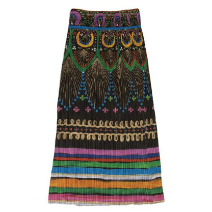 PLEATS PLEASE Native Print Skirt Charcoal Multi Size 4