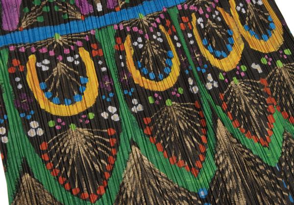 PLEATS PLEASE Native Print Skirt Charcoal Multi Size 4