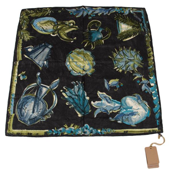 ROMEO GIGLI Silk Floral Scarf Charcoal