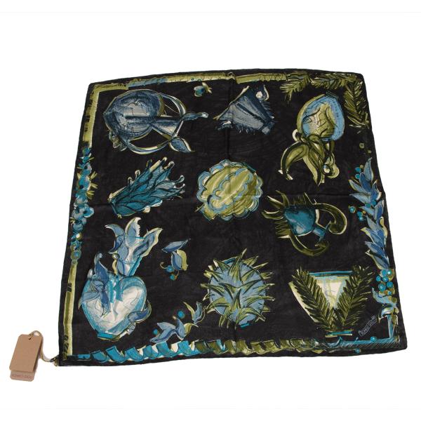 ROMEO GIGLI Silk Floral Scarf Charcoal