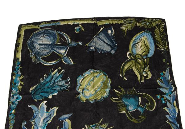 ROMEO GIGLI Silk Floral Scarf Charcoal