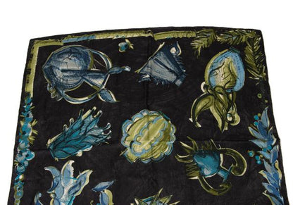 ROMEO GIGLI Silk Floral Scarf Charcoal