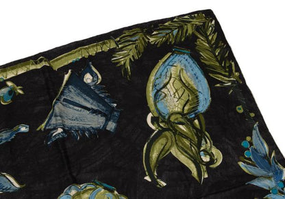 ROMEO GIGLI Silk Floral Scarf Charcoal