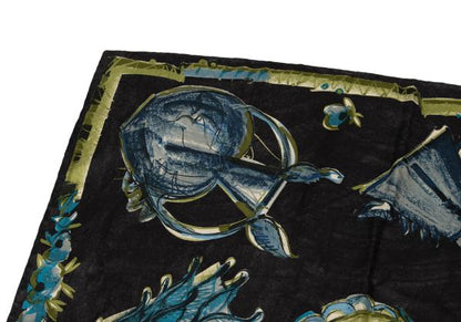 ROMEO GIGLI Silk Floral Scarf Charcoal