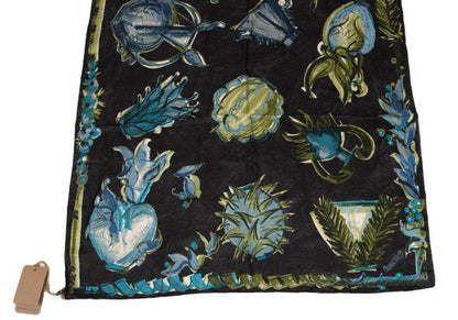 ROMEO GIGLI Silk Floral Scarf Charcoal