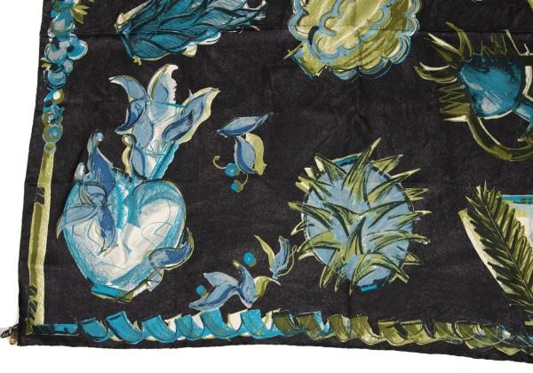 ROMEO GIGLI Silk Floral Scarf Charcoal