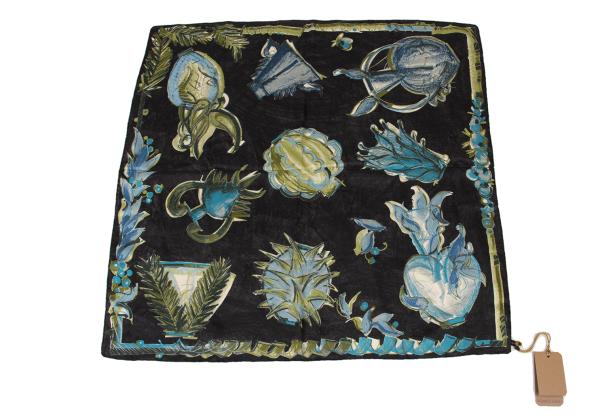 ROMEO GIGLI Silk Floral Scarf Charcoal