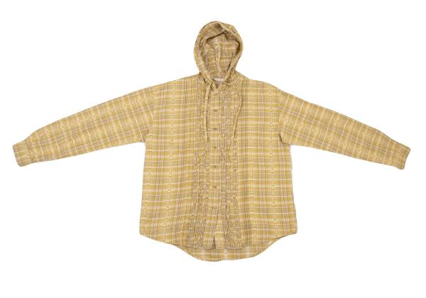PINK HOUSE Check Logo Tape Frill Front Hoodie Yellow Size L