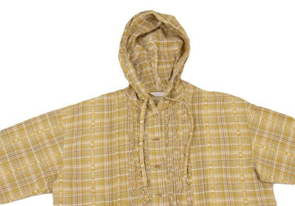PINK HOUSE Check Logo Tape Frill Front Hoodie Yellow Size L