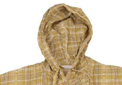 PINK HOUSE Check Logo Tape Frill Front Hoodie Yellow Size L