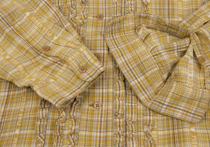 PINK HOUSE Check Logo Tape Frill Front Hoodie Yellow Size L