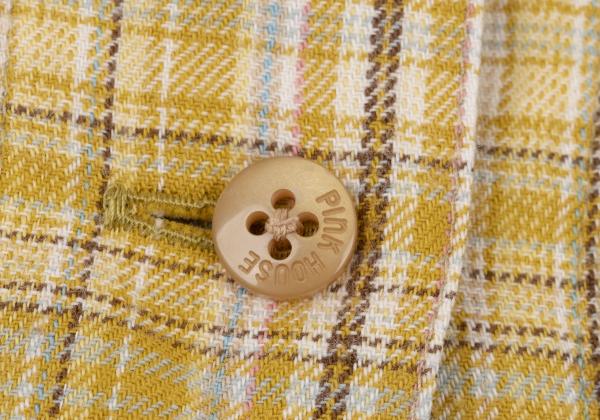 PINK HOUSE Check Logo Tape Frill Front Hoodie Yellow Size L