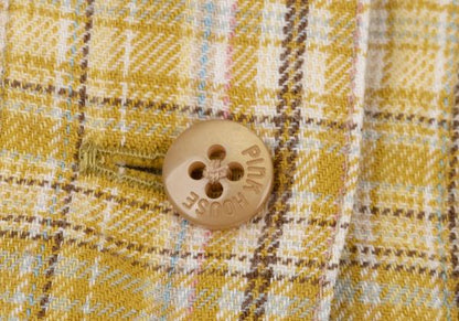 PINK HOUSE Check Logo Tape Frill Front Hoodie Yellow Size L