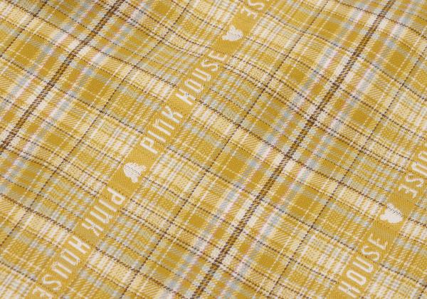 PINK HOUSE Check Logo Tape Frill Front Hoodie Yellow Size L