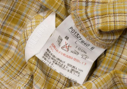 PINK HOUSE Check Logo Tape Frill Front Hoodie Yellow Size L