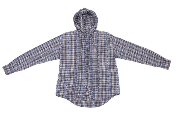 PINK HOUSE Check Logo Tape Frill Hoodie Blue Size L