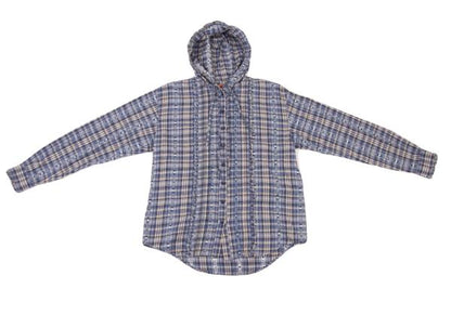 PINK HOUSE Check Logo Tape Frill Hoodie Blue Size L