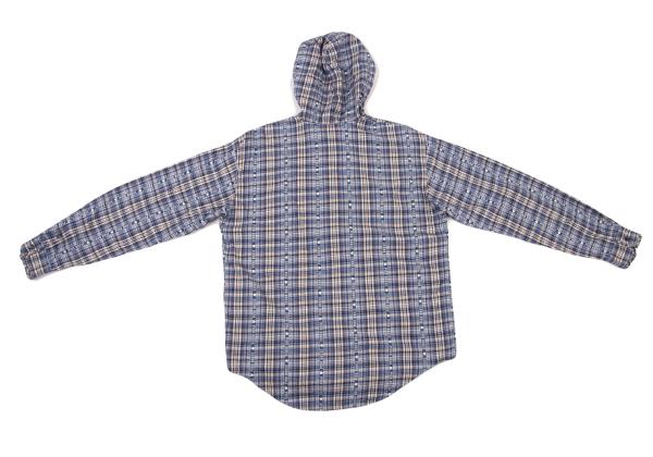 PINK HOUSE Check Logo Tape Frill Hoodie Blue Size L