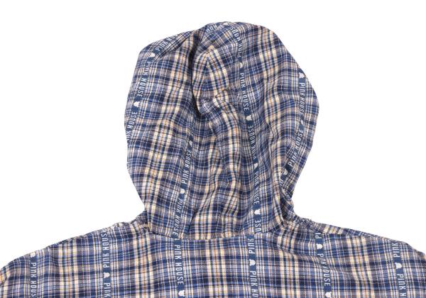 PINK HOUSE Check Logo Tape Frill Hoodie Blue Size L