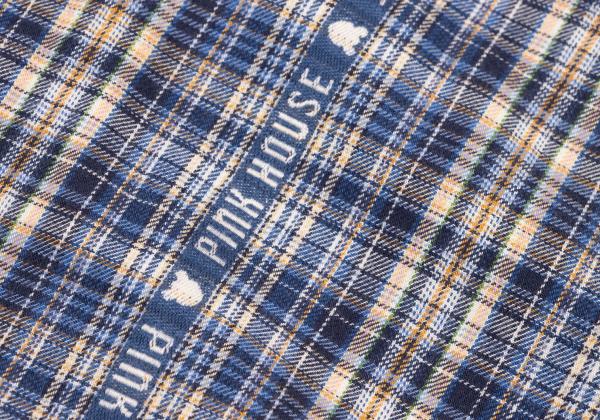 PINK HOUSE Check Logo Tape Frill Hoodie Blue Size L