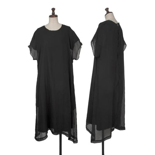 COMME des GARCONS Wrinkled Sheer Layered Dress Black Size M