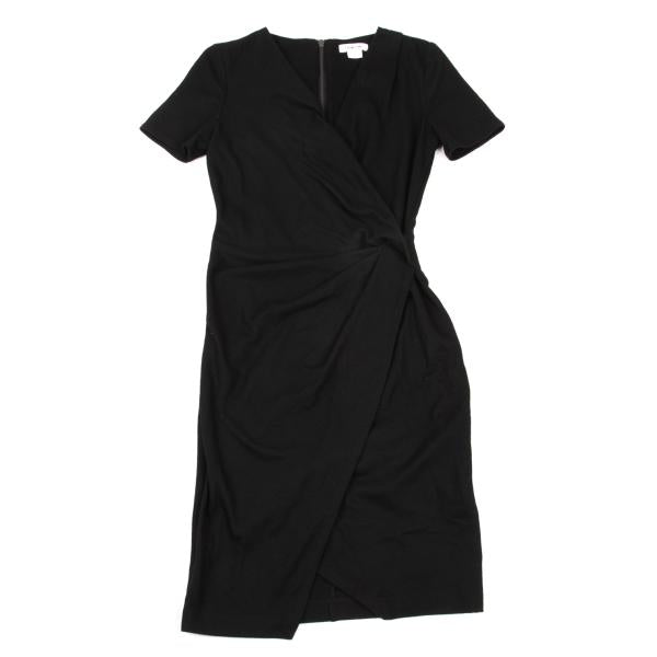 HELMUT LANG Wool Cache-Coeur Back Zip Tunic Black Blouse Size P