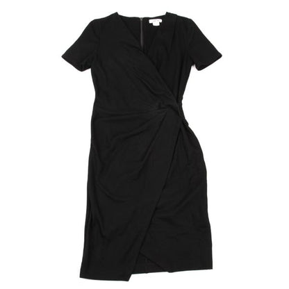 HELMUT LANG Wool Cache-Coeur Back Zip Tunic Black Blouse Size P
