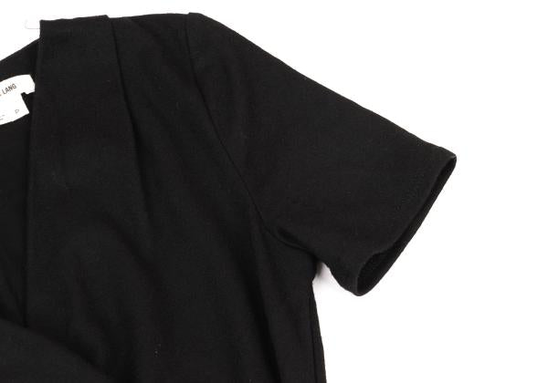HELMUT LANG Wool Cache-Coeur Back Zip Tunic Black Blouse Size P