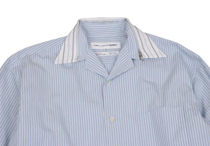 COMME des GARCONS SHIRT Zip Collar Stripe Shirt Blue Size S