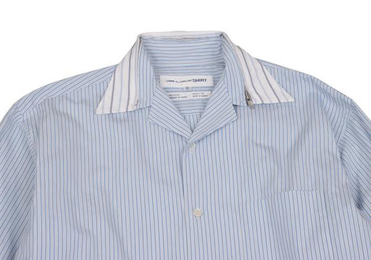 COMME des GARCONS SHIRT Zip Collar Stripe Shirt Blue Size S