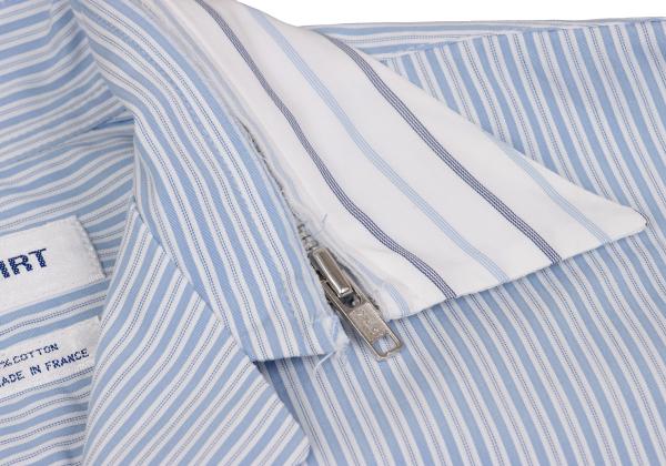 COMME des GARCONS SHIRT Zip Collar Stripe Shirt Blue Size S