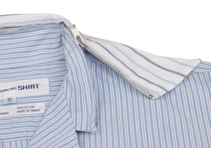 COMME des GARCONS SHIRT Zip Collar Stripe Shirt Blue Size S
