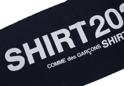 COMME des GARCONS SHIRT Navy Wool Logo Print Fringe Scarf