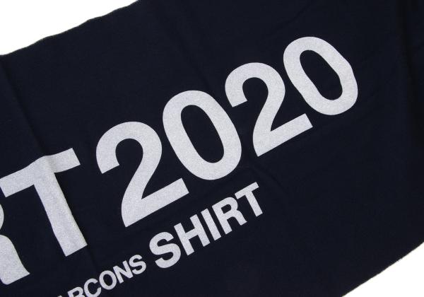 COMME des GARCONS SHIRT Navy Wool Logo Print Fringe Scarf