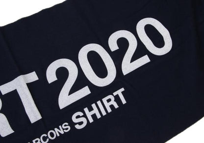 COMME des GARCONS SHIRT Navy Wool Logo Print Fringe Scarf