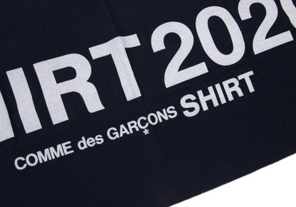 COMME des GARCONS SHIRT Navy Wool Logo Print Fringe Scarf