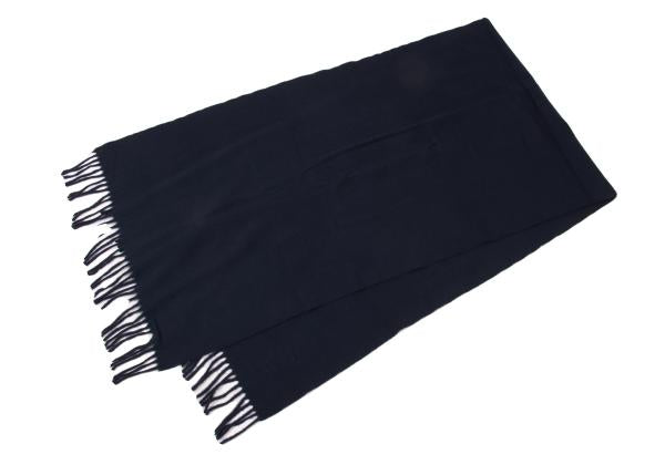 COMME des GARCONS SHIRT Navy Wool Logo Print Fringe Scarf