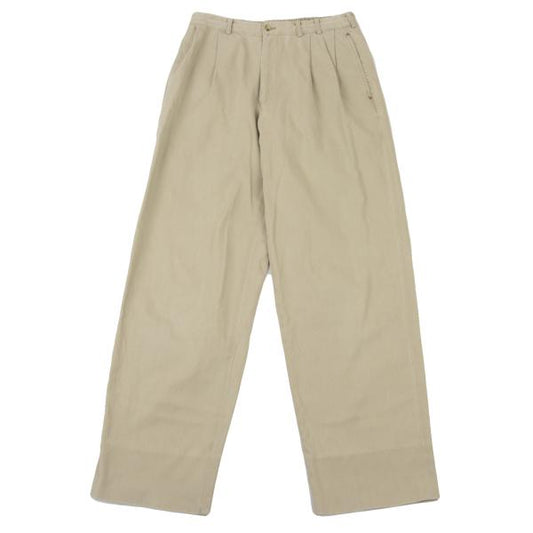 Papas Cotton Drawstring Pleated Pants Light Beige Size S
