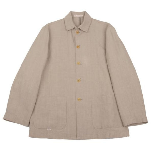 Papas Linen Cotton Work Jacket Pink Beige Size 46S