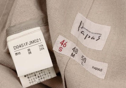 Papas Linen Cotton Work Jacket Pink Beige Size 46S