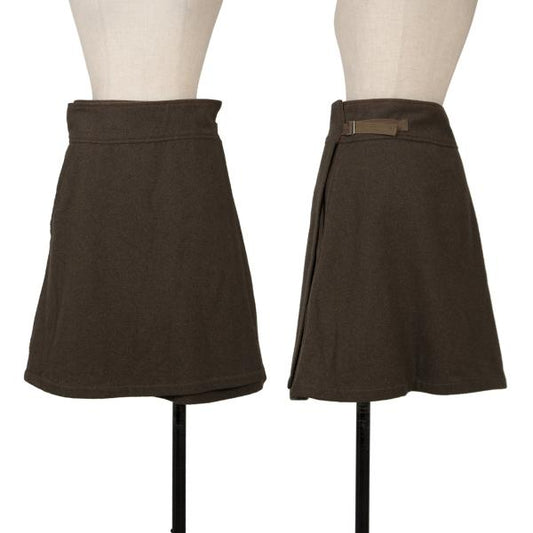 Y's Wool Wrap Skirt Olive Size M