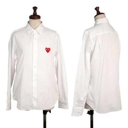 PLAY COMME des GARCONS Cotton Heart Patch Shirt White Size L