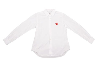 PLAY COMME des GARCONS Cotton Heart Patch Shirt White Size L